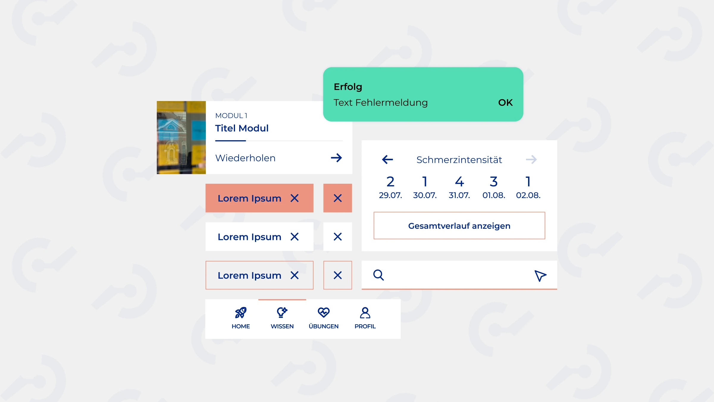 Design Logik UI Elemente der App ActiveTEP