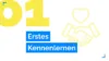 Icon mit zwei Händen und einem Herz, die das erste Kennenlernen im Bewerbungsprozess symbolisieren