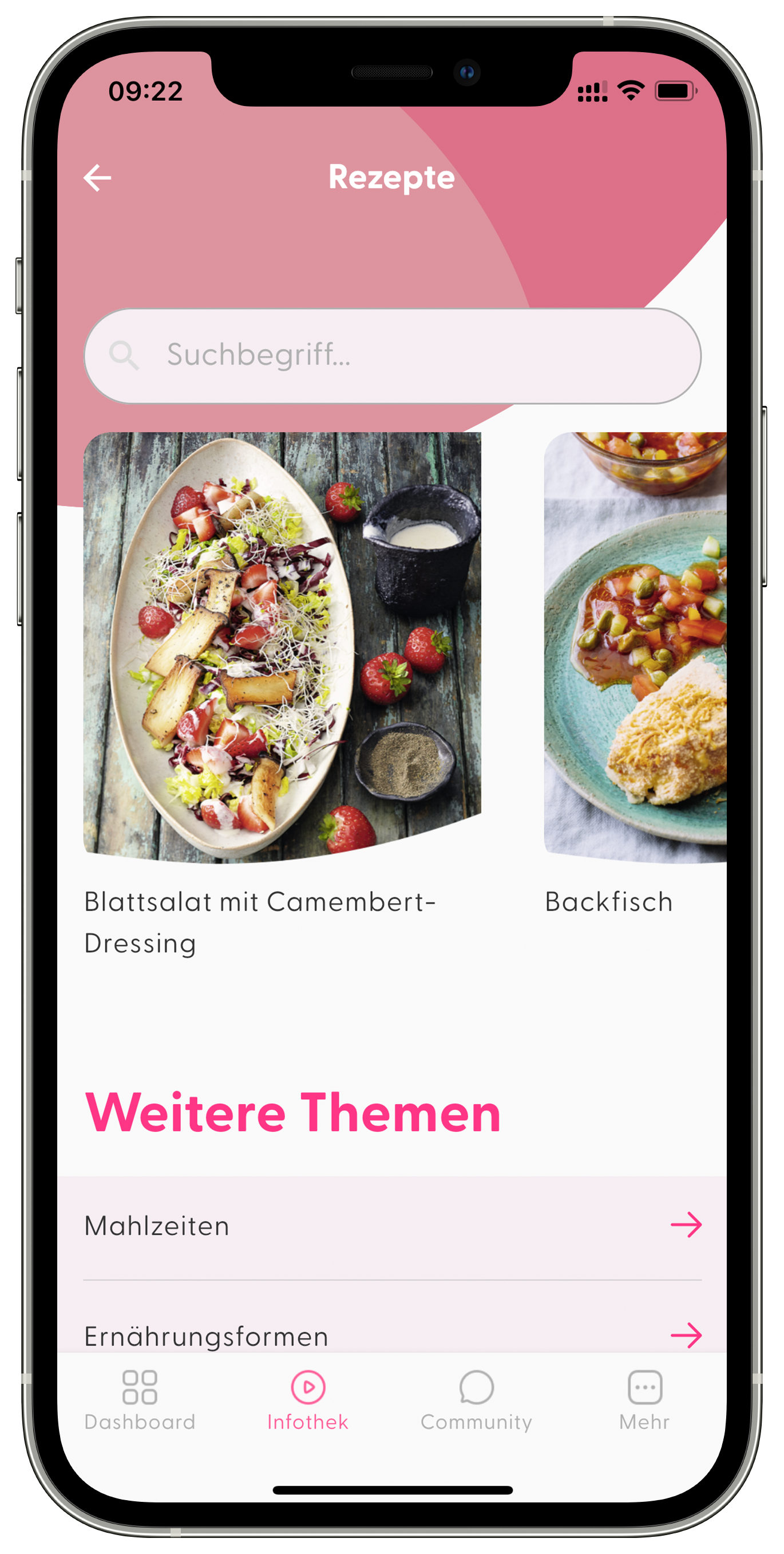 PINK! Coach App Rezepte Food DiGA Digitale Gesundheitsanwendungen